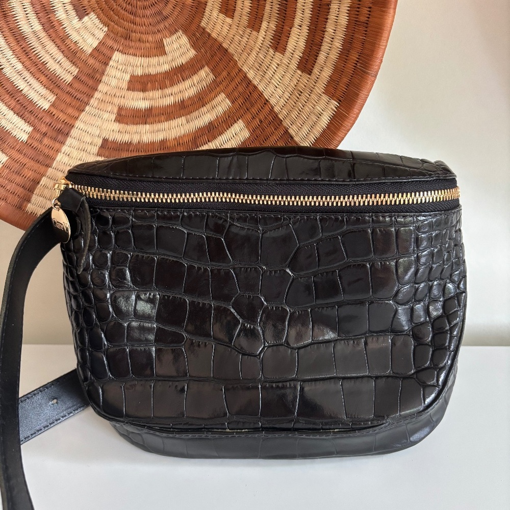 Clare V. Fanny Pack in Black Croco